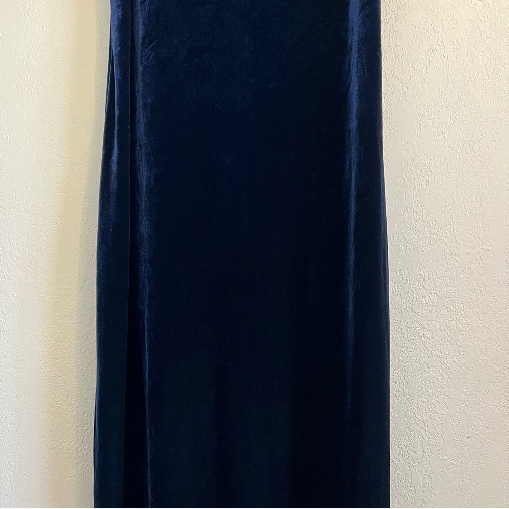 Vintage 90’s Dark Blue Velvet Maxi Dress - Picture 5 of 13